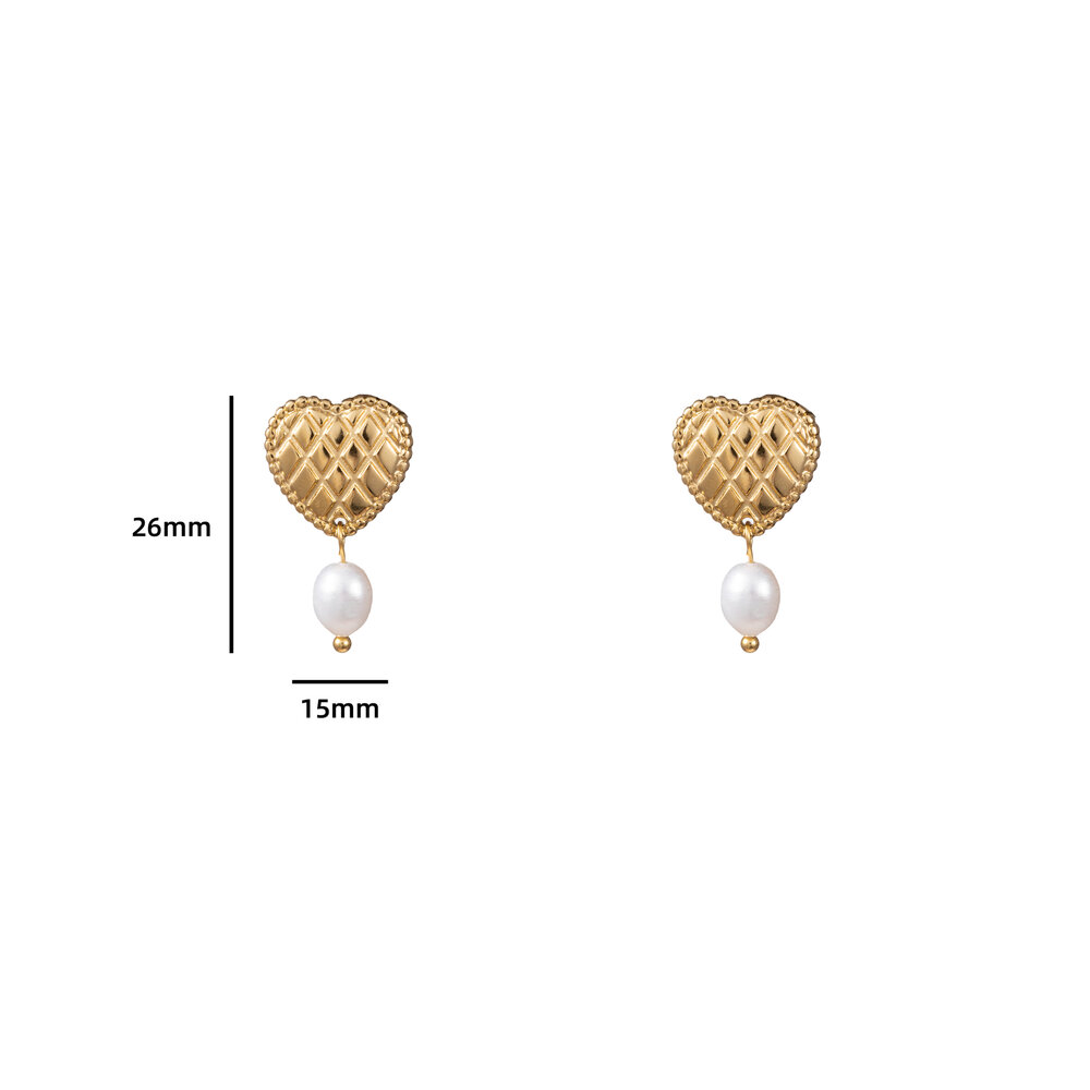 Woven Heart Stud - Gold