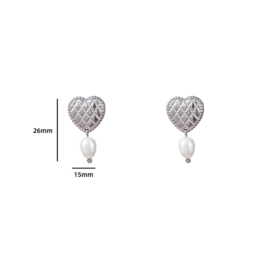 Woven Heart Stud - Silver