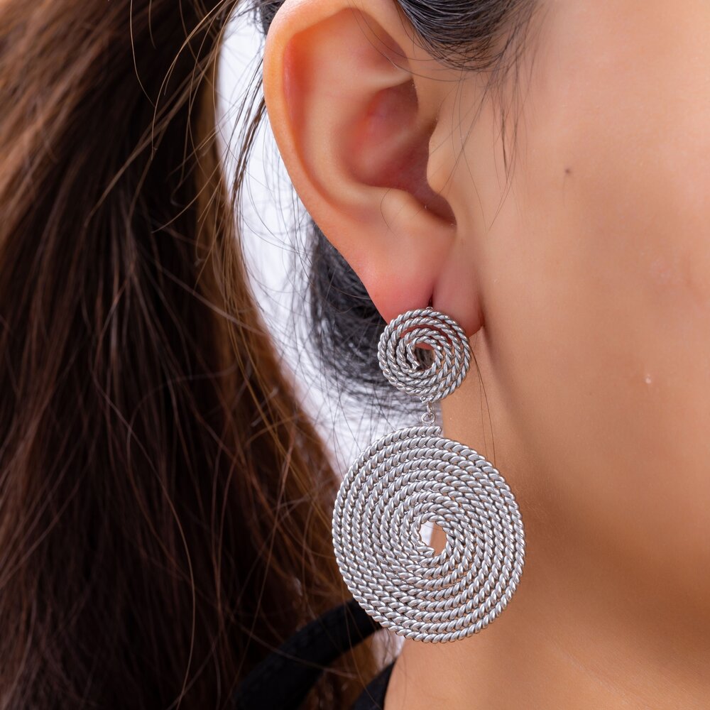 Twist Up Earring - Silver
