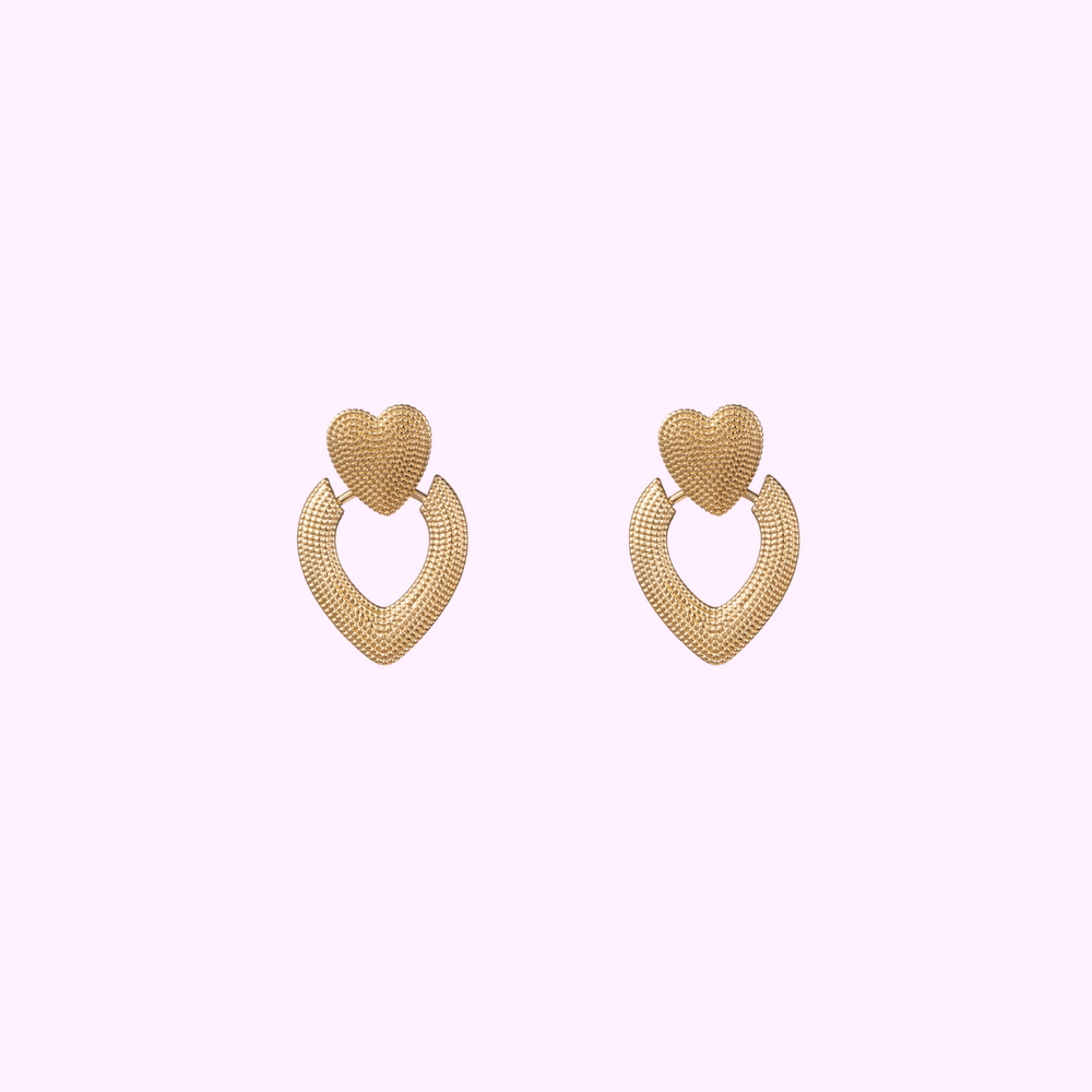 Falling Heart Earring - Gold