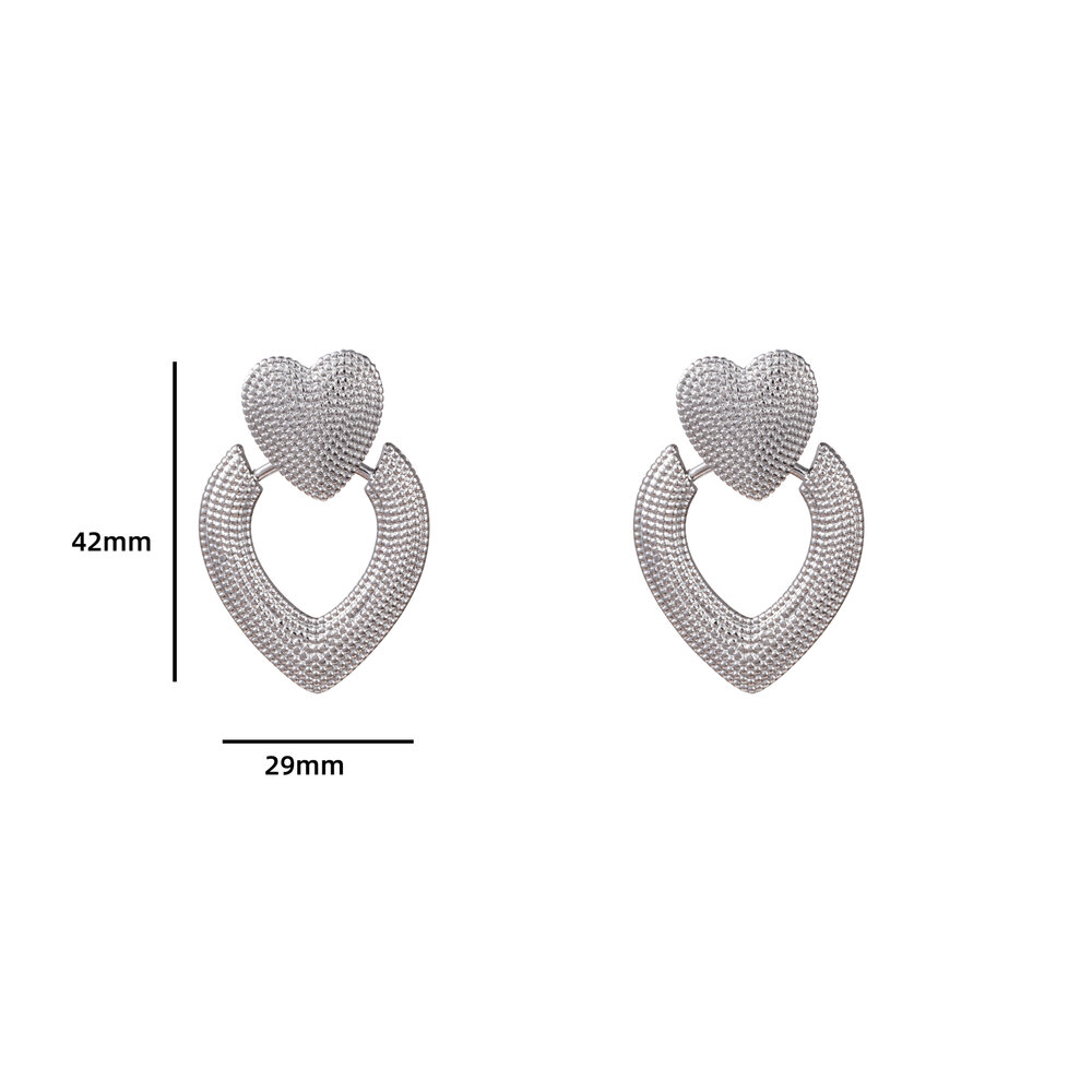 Falling Heart Earring - Silver