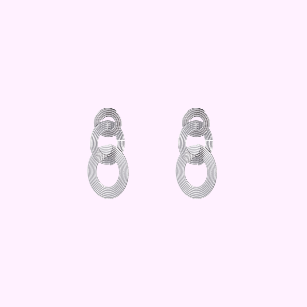 Triple Loop Earrings - Silver