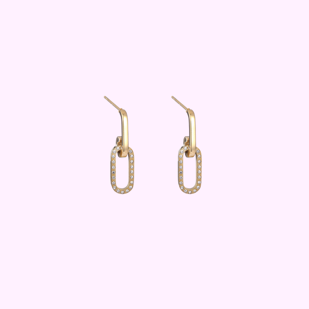 Small Glam Link Earrings - Gold