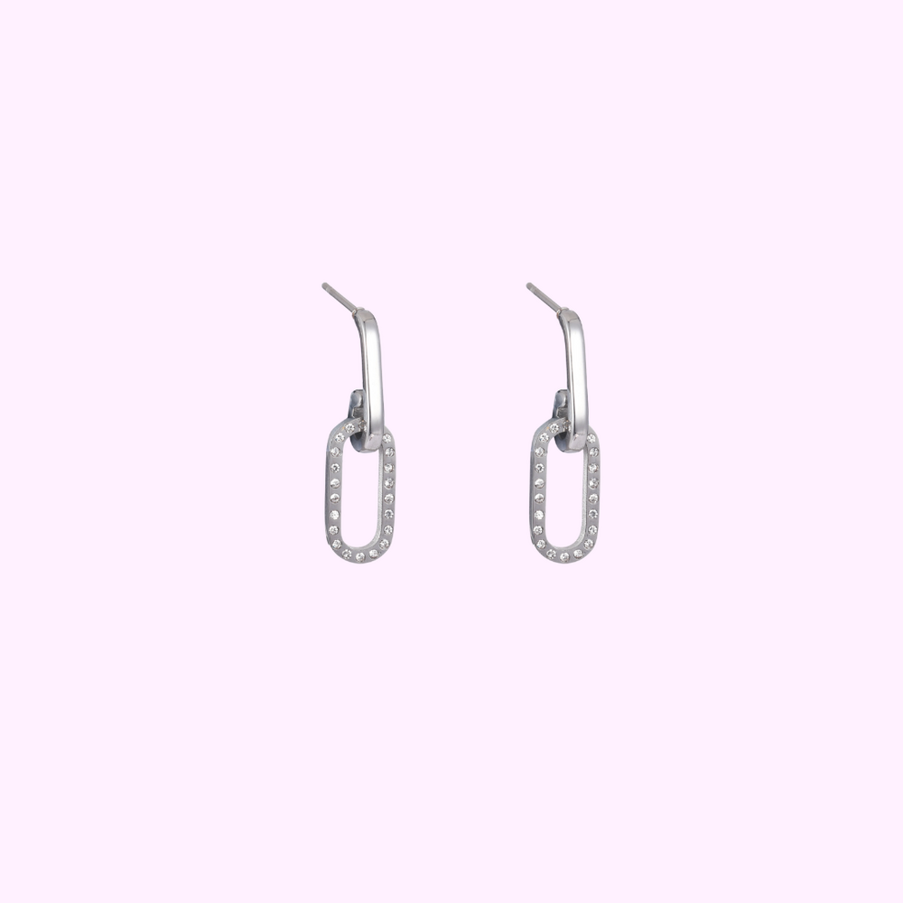 Small Glam Link Earrings - Silver