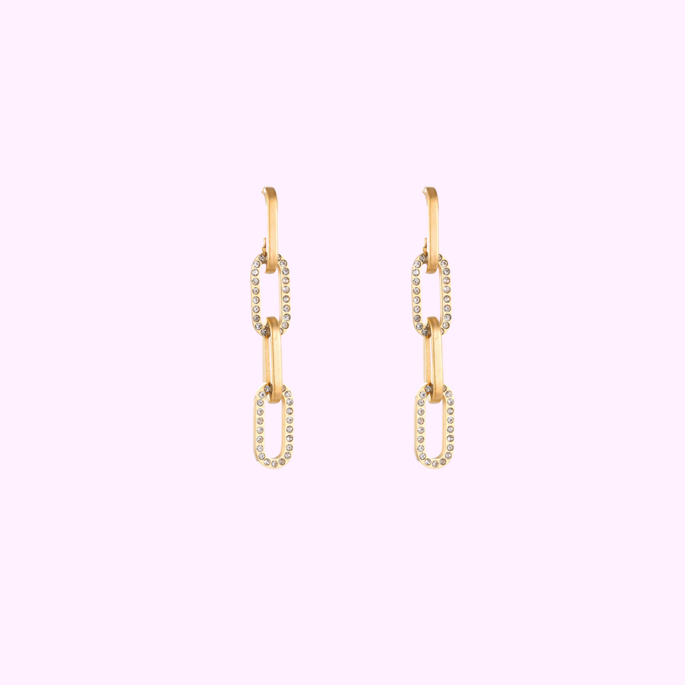 Glam Link Earrings - Gold