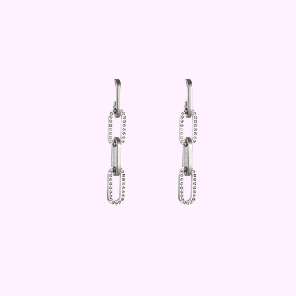 Glam Link Earrings - Silver