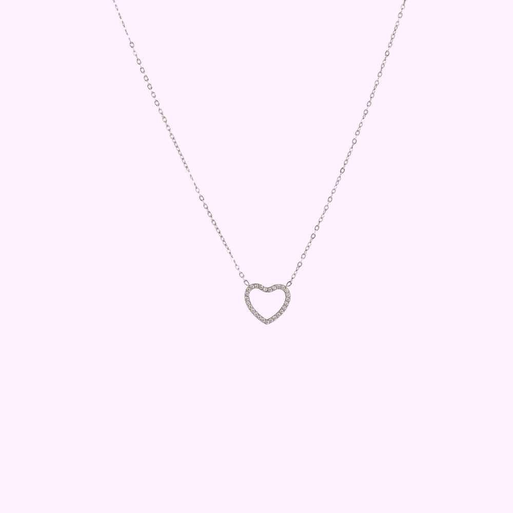 Sparkle Heart Necklace - Silver