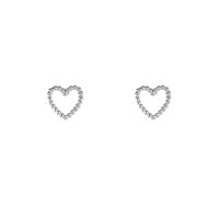 Beaded Heart Studs - Silver