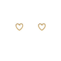 Beaded Heart Studs - Gold
