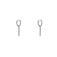 Linear Sparkle Hoops - Silver