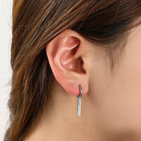Linear Sparkle Hoops - Silver