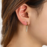 Linear Sparkle Hoops - Gold