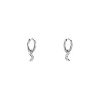 Lunar Charm Hoops - Silver