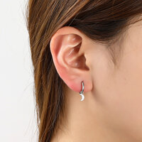 Lunar Charm Hoops - Silver