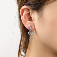 Double Heart Charms - Silver