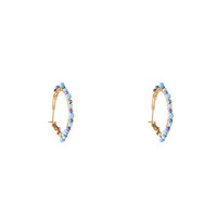 Beaded Glam Hoops - Blue