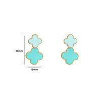Double Clover Earring - Gold and Blue