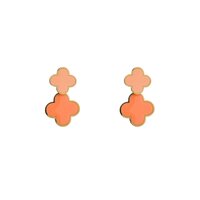 Double Clover Earring - Gold and Orange