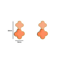 Double Clover Earring - Gold and Orange