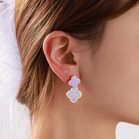 Double Clover Earring - Gold and Purple
