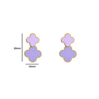 Double Clover Earring - Gold and Purple