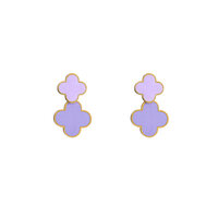 Double Clover Earring - Gold and Purple