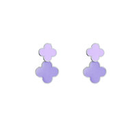 Double Clover Earring - Silver and Purple