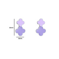 Double Clover Earring - Silver and Purple