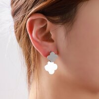 Double Clover Earring - Silver