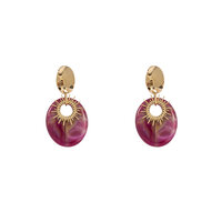 Oval Drop Earring - Gold and Purple