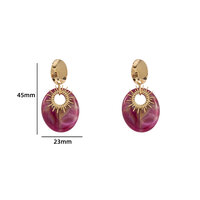 Oval Drop Earring - Gold and Purple