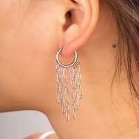 Hoop + 5 oval chains - Silver