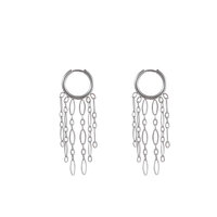 Hoop + 5 oval chains - Silver
