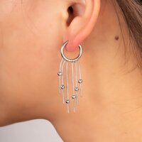 Hoop + 5 ball chains - Silver