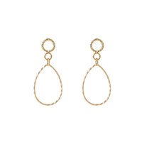 Textured Drop Hoops &ndash; Gold