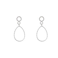 Textured Drop Hoops &ndash; Silver
