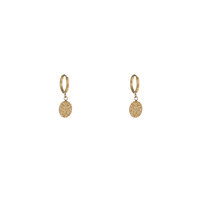 Textured Coin Hoops &ndash; Gold
