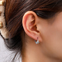 Flower Sparkle Hoops &ndash; Silver