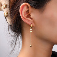Long Heart Drop Hoops &ndash; Gold