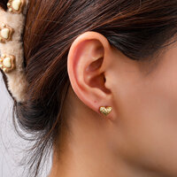 Textured Heart Studs &ndash; Gold