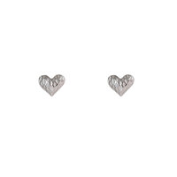 Textured Heart Studs &ndash; Silver