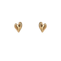 Puffy Heart Studs &ndash; Gold