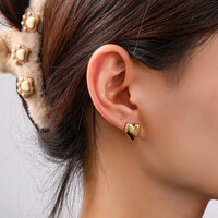 Puffy Heart Studs &ndash; Gold