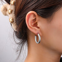 Chunky Snake Hoops &ndash; Silver