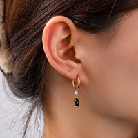 Gem Drop Hoops &ndash; Black