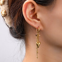 Heart Drop Hoops &ndash; Taupe