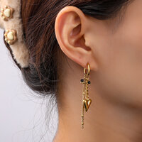 Heart Drop Hoops &ndash; Black