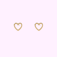 Beaded Heart Studs - Gold