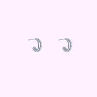Sparkle Half Hoops - Silver