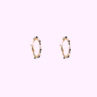 Beaded Glam Hoops - Black and White